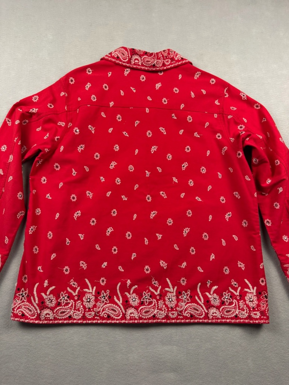 Quacker Factory Womens Bandana Western Jacket Size L Americana Embroidered - Picture 2 of 14